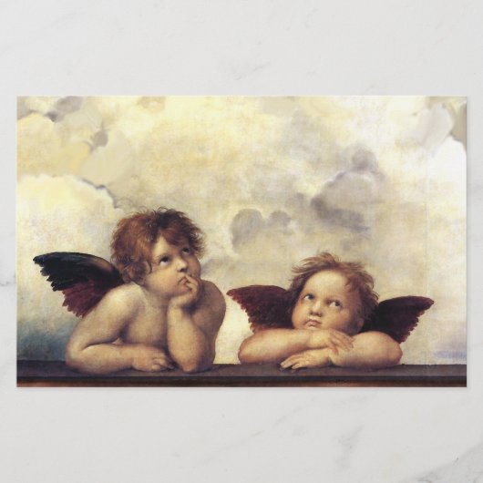 ANGELS / Winged Cherubs , Clouds Raffaello Sanzio Briefpapier (Voorkant)