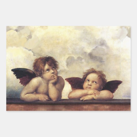 ANGELS / Winged Cherubs , Clouds Raffaello Sanzio Inpakpapier Vel (Voorkant)