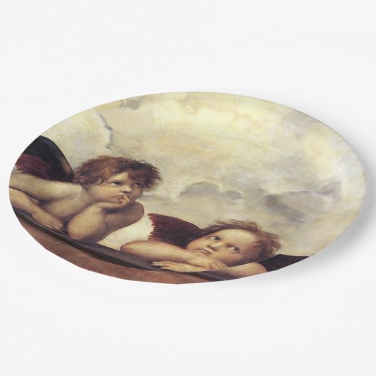 ANGELS / Winged Cherubs , Clouds Raffaello Sanzio Papieren Bordje (Gekanteld)