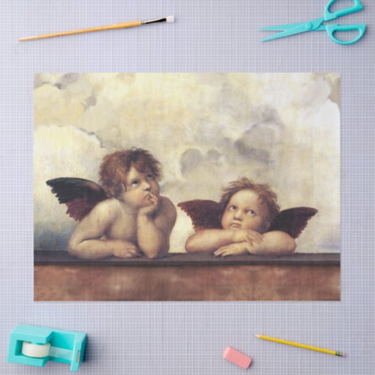 ANGELS / Winged Cherubs , Clouds Raffaello Sanzio Tissuepapier (Craft)