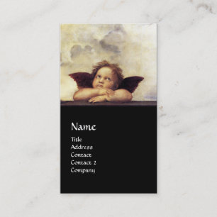 ANGELS Winged Cherubs Monogram zwart Visitekaartje