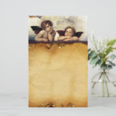 ANGELS / Winged Cherubs , perkament Briefpapier (Staand voorkant)