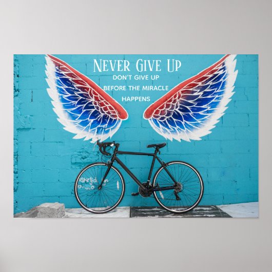 Angel's Wings Blue Red en white Motivation Quote Poster (Voorkant)