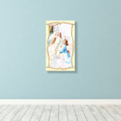 Angels With Christmas Bell Canvas Afdruk (Insitu (Houten vloer))