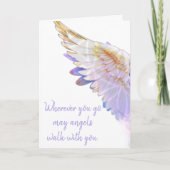 Angels With You Angel Lavender Gold Wing Greeting Kaart (Voorkant)