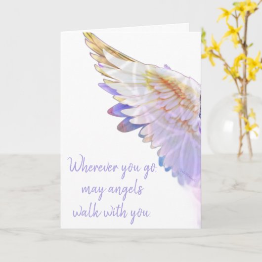 Angels With You Angel Lavender Gold Wing Greeting Kaart (Gele Bloem)