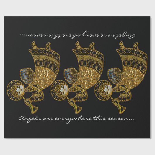 Angels zijn overal in dit seizoen cadeaupapier (Vlak)