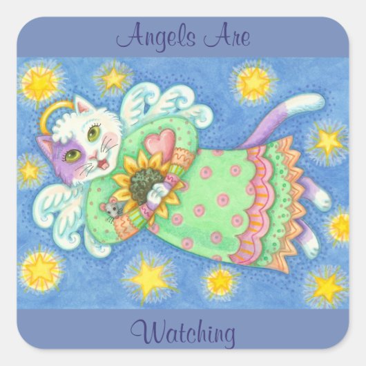 ANGELS ZIJN WATCHING, CAT STICKERS Square, Sheet (Voorkant)