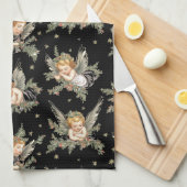  Angels Zwart patroon Theedoek (Quarter Fold)