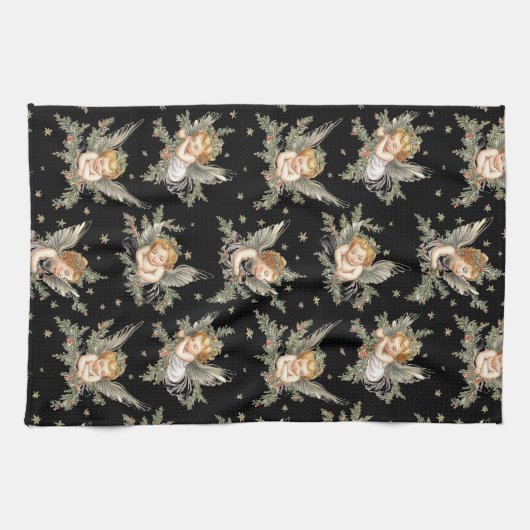  Angels Zwart patroon Theedoek (Horizontaal)