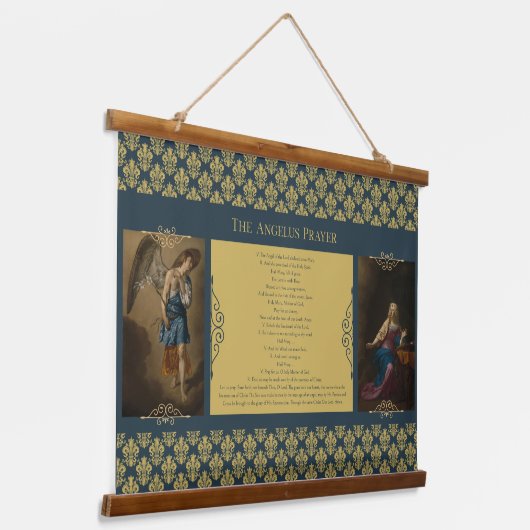 Angelus Gebed met engel Gabriël en Maria Hangend Wandkleed (Gebogen)