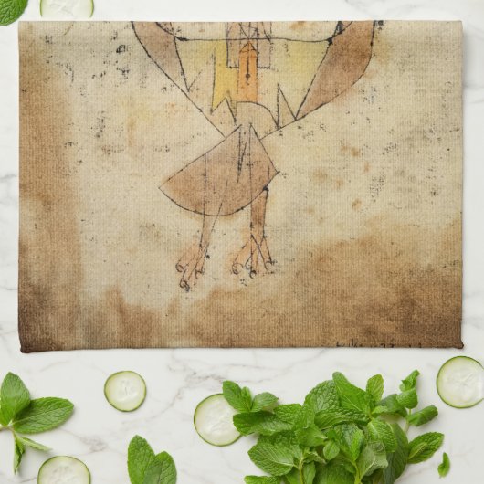 Angelus Novus door Paul Klee Theedoek (Gevouwen)