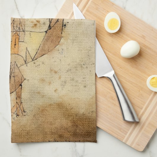 Angelus Novus door Paul Klee Theedoek (Quarter Fold)