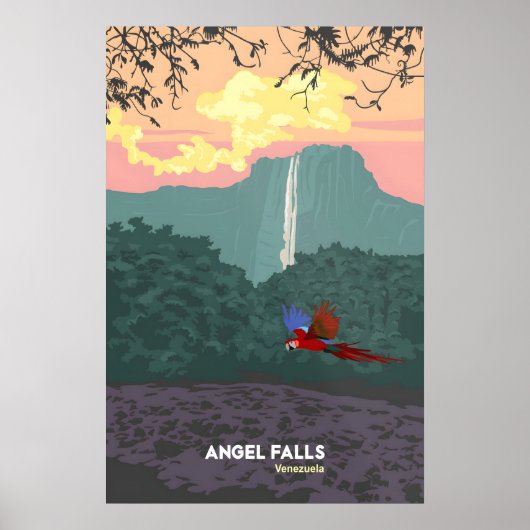 Angelwatervallen Venezuela Reisposter Poster (Voorkant)