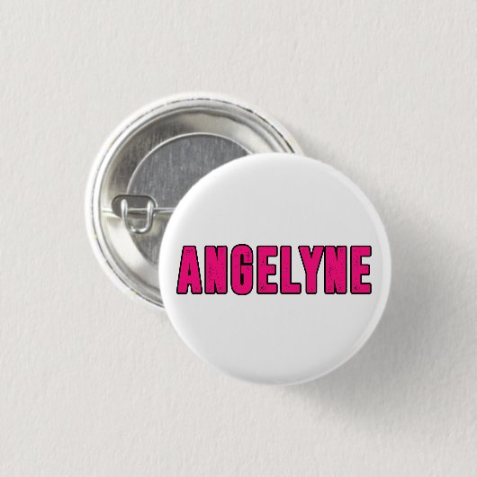 Angelyne naam ronde button 3,2 cm (Voorkant /achterkant)