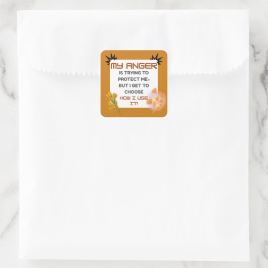 Anger Awareness Quote Vierkante Sticker (Tas)