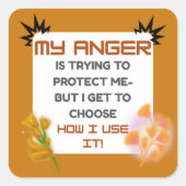 Anger Awareness Quote Vierkante Sticker (Voorkant)