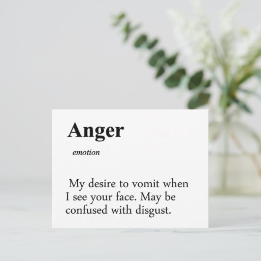 Anger Definition Briefkaart (Staand voorkant)