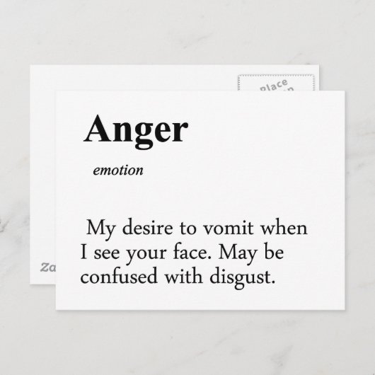 Anger Definition Briefkaart (Voorkant / Achterkant)