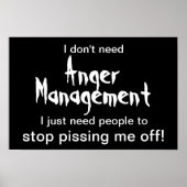Anger Management Poster - Witte tekst op zwart (Voorkant)