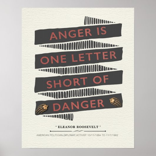 Anger Quote door Eleanor Roosevelt Poster (Voorkant)
