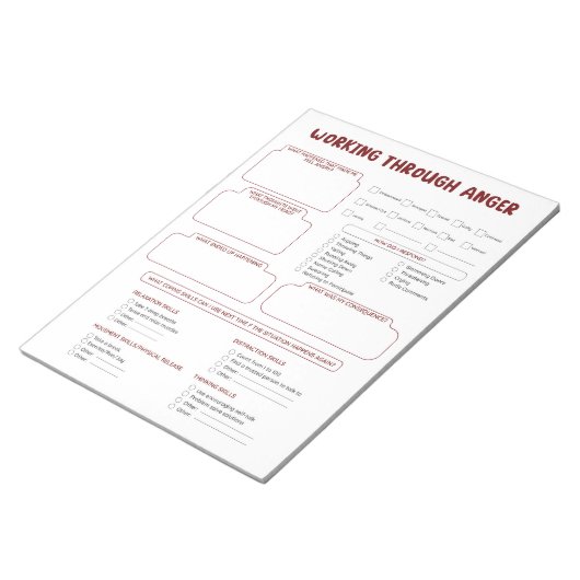 Anger Worksheet Notitieblok voor verdriet & booshe (Schuin)