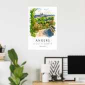 Angers Aquarel Vintage Reisposter Skiën Poster (Thuiskantoor)
