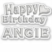 Angie Happy Birthday silver Aufkleber Sticker (Voorkant)