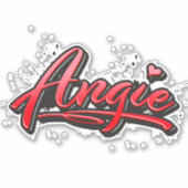 Angie red Heart Graffiti Aufkleber Sticker (Voorkant)