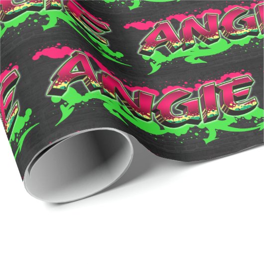 Angie Vorname Name Graffiti red green Cadeaupapier (Rol Hoek)