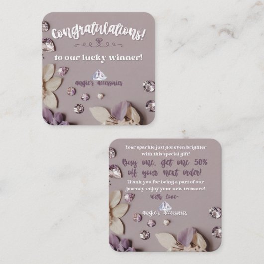 Angie's Accessoires Custom Order "Congrat card" Vierkante Visitekaartje (Voorkant / Achterkant)