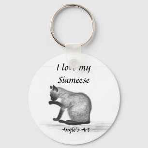 Angie's kunst "Siameese kat" Sleutelhanger