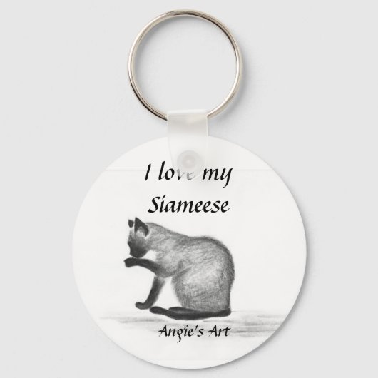 Angie's kunst "Siameese kat" Sleutelhanger (Voorkant)