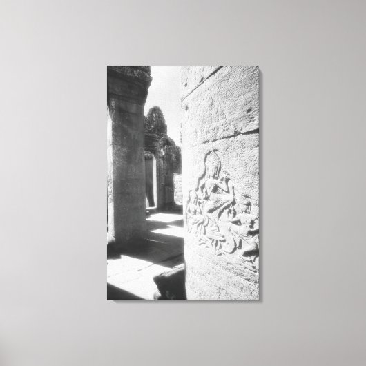 Angkor Cambodja, Apsara Beeldhouwwerk De Bayon 2 Canvas Afdruk (Voorkant)