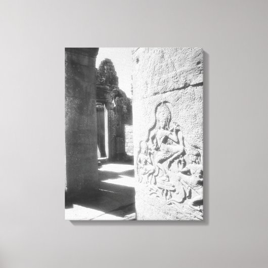 Angkor Cambodja, Apsara Beeldhouwwerk De Bayon 2 Canvas Afdruk (Voorkant)