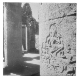Angkor Cambodja, Apsara Beeldhouwwerk De Bayon 2 Tegeltje