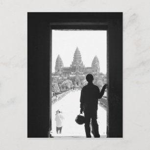 Angkor Cambodja, Deur en persoon Angkor Wat Briefkaart
