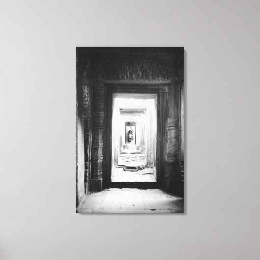Angkor Cambodja, Deuren Preah Khan 2 Canvas Afdruk (Voorkant)