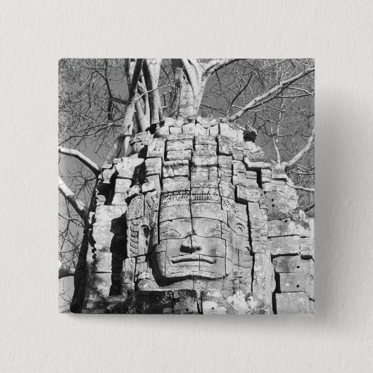 Angkor Cambodja, Hoofd Ta Som Tempel Vierkante Button 5,1 Cm (Voorkant)