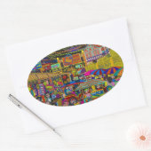 "Angkor Night Market" Ovale Sticker (Envelop)