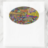 "Angkor Night Market" Ovale Sticker (Tas)