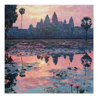 Angkor Siem Wat Reap Cambodjaanse Wateren  Perfect Poster
