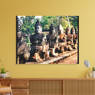 Angkor Thom God Statues  Canvas Afdruk