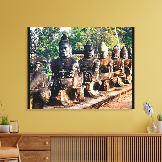 Angkor Thom God Statues  Canvas Afdruk (Insitu (Woonkamer))