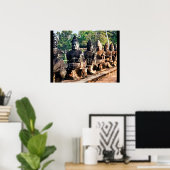 Angkor Thom God Statues  Poster (Thuiskantoor)