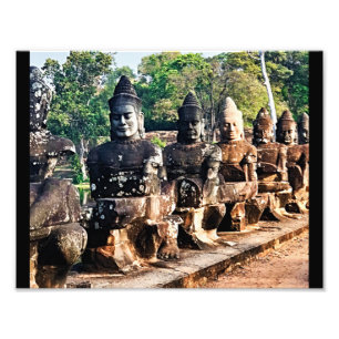 Angkor Thom Goden Beelden Foto Afdruk