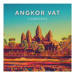 Angkor Vat, Cambodja, Poster in retro-chic stijl