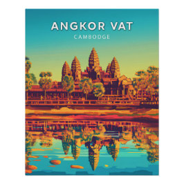 Angkor Vat, Cambodja, Poster in retro-chic stijl