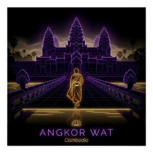 Angkor Wat Boeddhistische monnik - Cambodja Perfect Poster