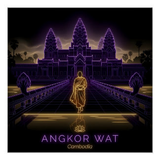 Angkor Wat Boeddhistische monnik - Cambodja Perfect Poster